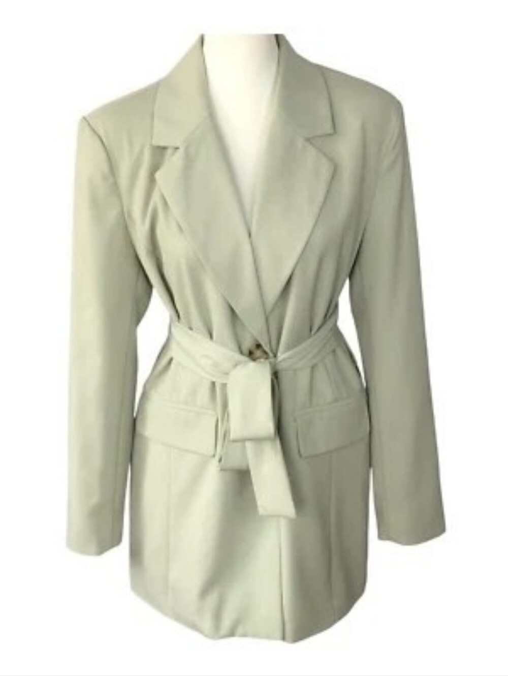 HP🎉 NWOT 7 For all Mankind Belted Professional Office Blazer in Pastel Green - Picture 1 of 3